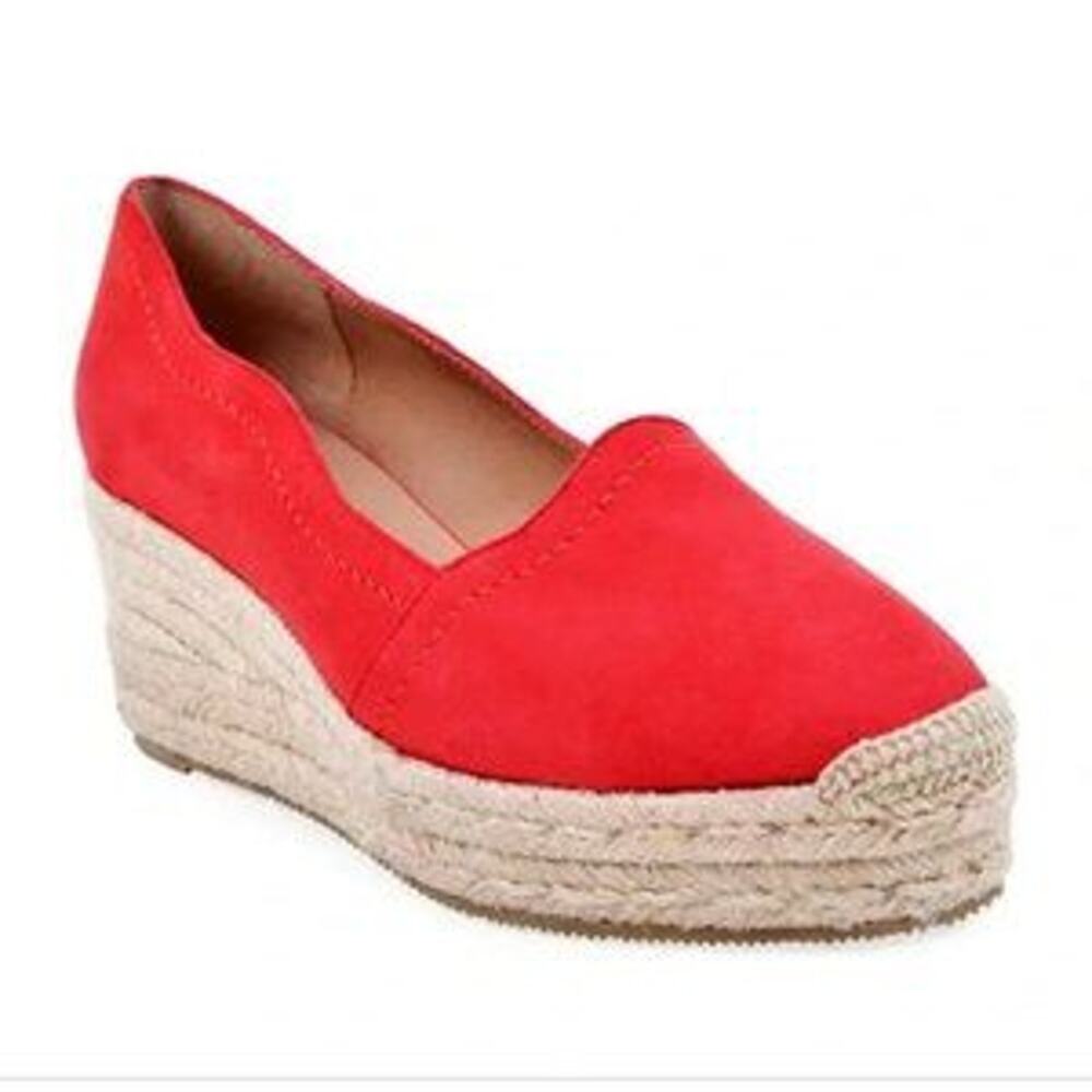 Betty Muller Concept Red Suede Espadrille Wedge Shoes Women's Size 6M Vacation